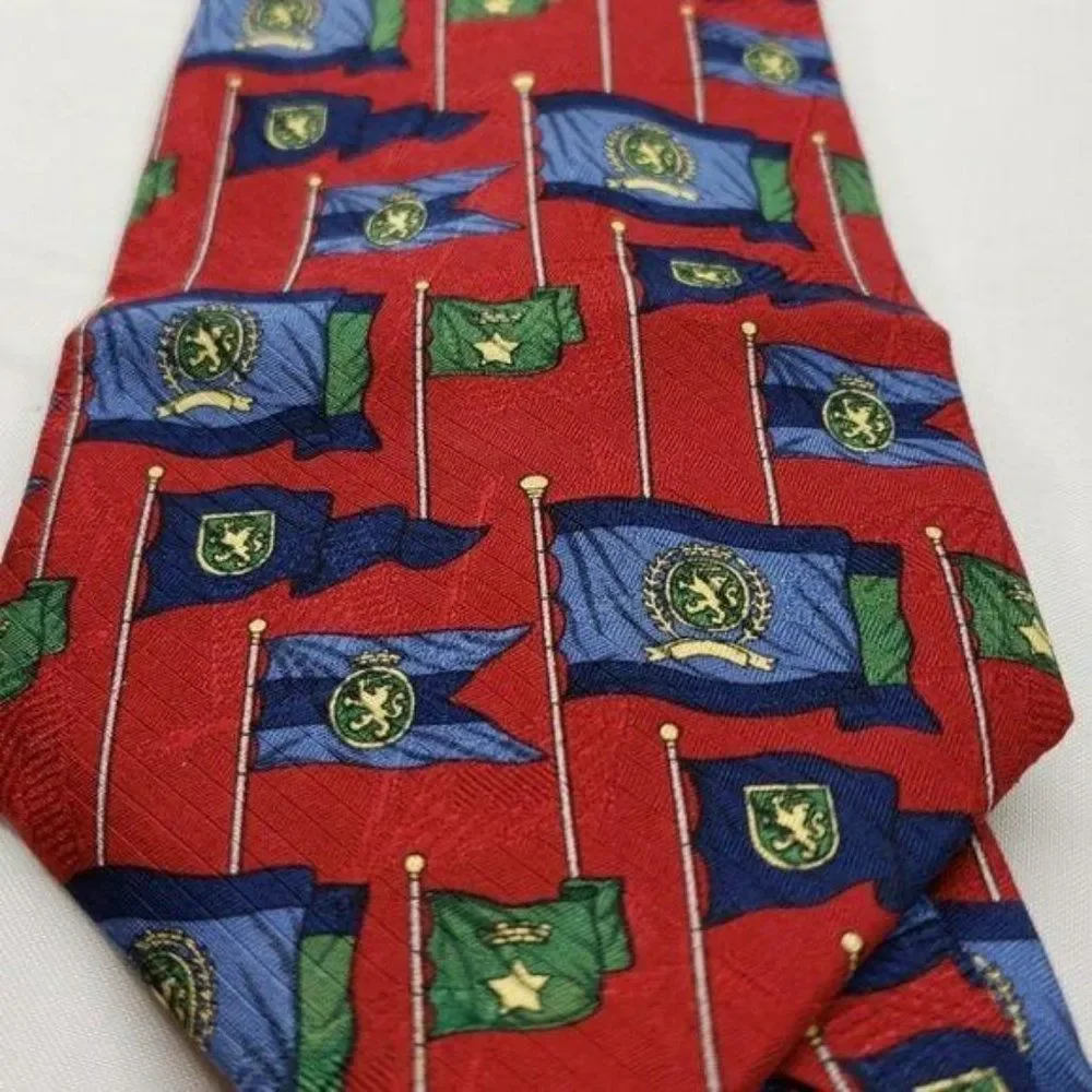Tommy Hilfiger red countrys flags mens tie‎
